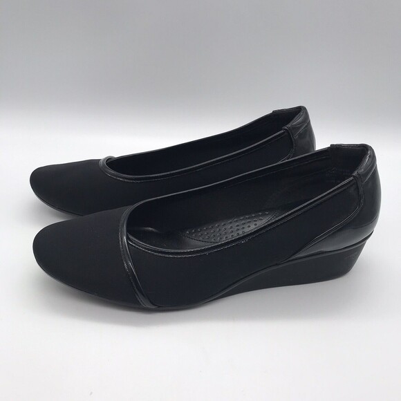 C.P. Company Women's size 9W Black on Black Fabric & Patent Wedge Comfort Shoes - Picture 1 of 9